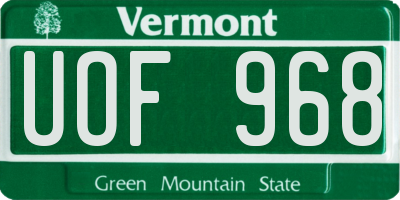 VT license plate UOF968