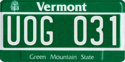 VT license plate UOG031