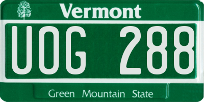 VT license plate UOG288