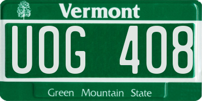VT license plate UOG408