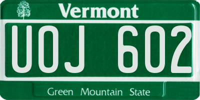 VT license plate UOJ602