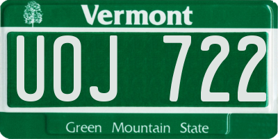 VT license plate UOJ722