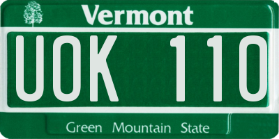 VT license plate UOK110