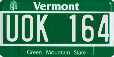 VT license plate UOK164
