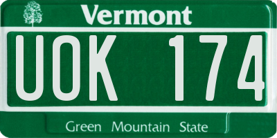 VT license plate UOK174