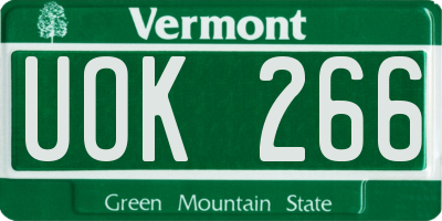 VT license plate UOK266