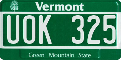 VT license plate UOK325