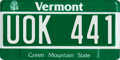 VT license plate UOK441