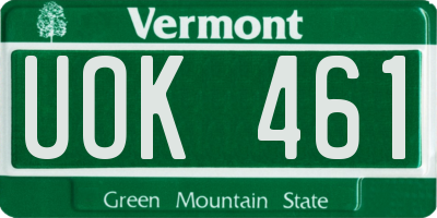 VT license plate UOK461