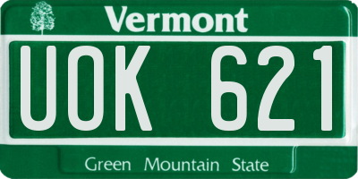 VT license plate UOK621