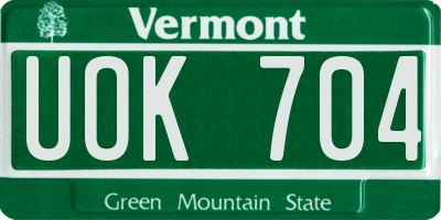 VT license plate UOK704