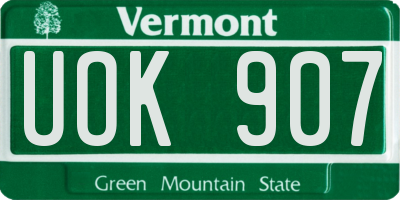 VT license plate UOK907