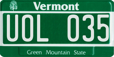 VT license plate UOL035