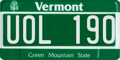 VT license plate UOL190