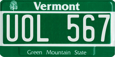 VT license plate UOL567