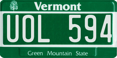 VT license plate UOL594
