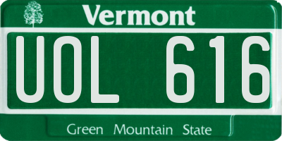 VT license plate UOL616