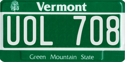 VT license plate UOL708
