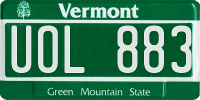 VT license plate UOL883