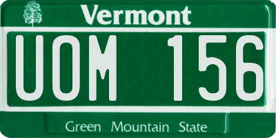 VT license plate UOM156
