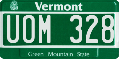 VT license plate UOM328