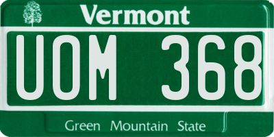 VT license plate UOM368