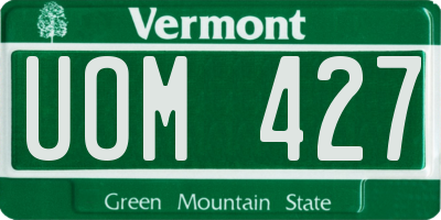 VT license plate UOM427