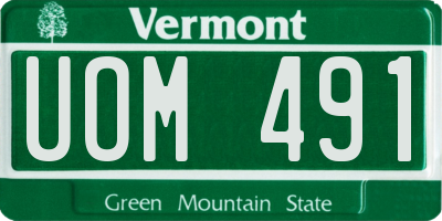 VT license plate UOM491