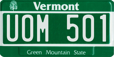 VT license plate UOM501