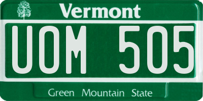 VT license plate UOM505
