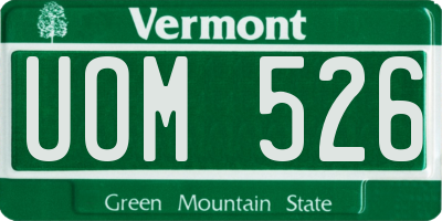 VT license plate UOM526