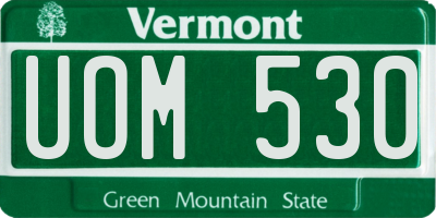 VT license plate UOM530