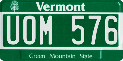 VT license plate UOM576