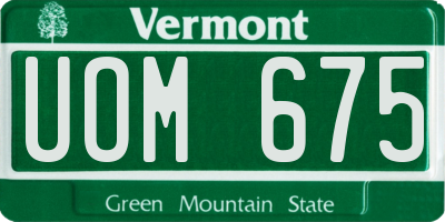 VT license plate UOM675