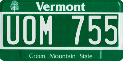 VT license plate UOM755