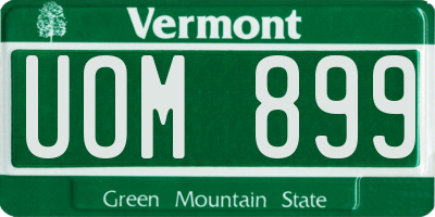 VT license plate UOM899
