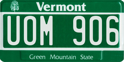 VT license plate UOM906