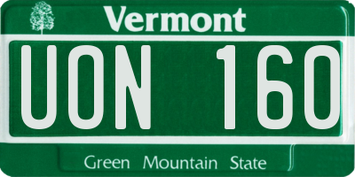 VT license plate UON160
