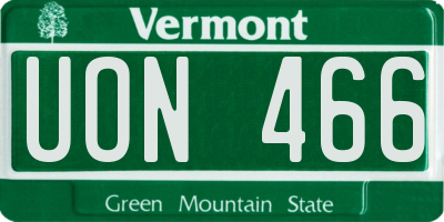 VT license plate UON466