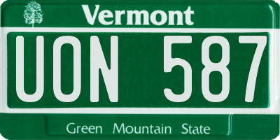 VT license plate UON587