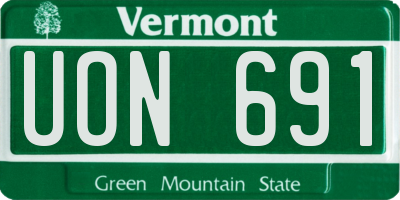 VT license plate UON691