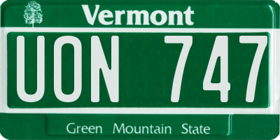 VT license plate UON747