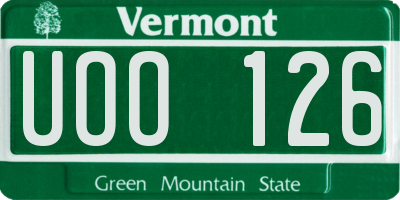 VT license plate UOO126
