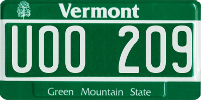VT license plate UOO209