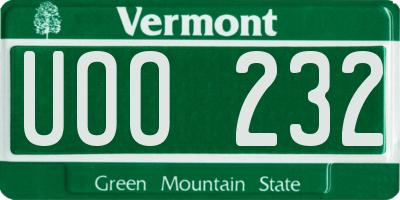 VT license plate UOO232