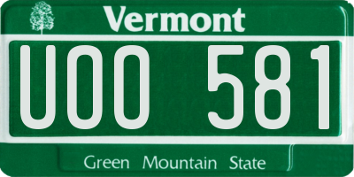VT license plate UOO581