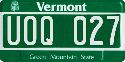 VT license plate UOQ027