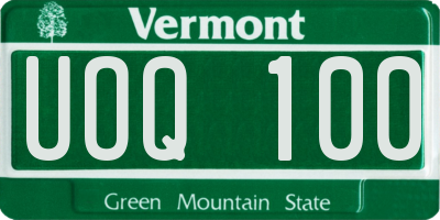 VT license plate UOQ100