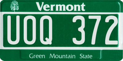 VT license plate UOQ372