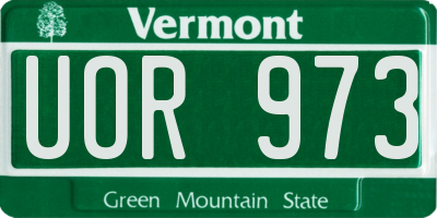 VT license plate UOR973